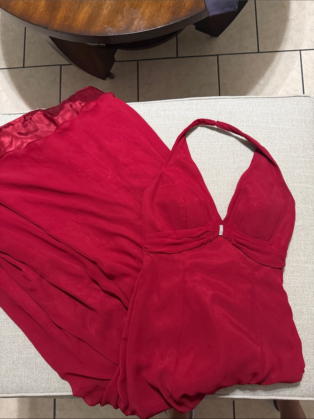 Halter top Red Evening Gown with Halter Neck